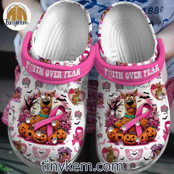 Scooby-Doo Halloween Cancer Awareness Faith Over Fear Crocs Clogs