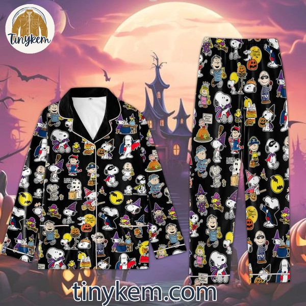 Snoopy Peanuts Happy Halloween Pajamas Set In Black Color