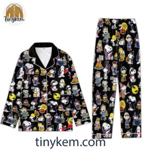 Snoopy Peanuts Happy Halloween Pajamas Set In Black Color 2 fkmcy