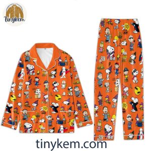 Snoopy Peanuts Happy Halloween Pajamas Set In Orange Color 2 xTyzH