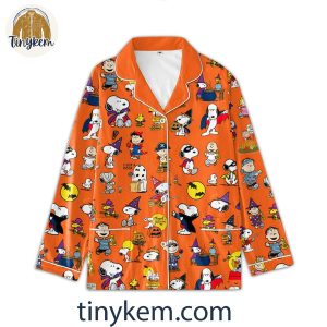 Snoopy Peanuts Happy Halloween Pajamas Set In Orange Color 3 NBeBz