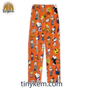 Snoopy Peanuts Happy Halloween Pajamas Set In Orange Color 4 SBoJP