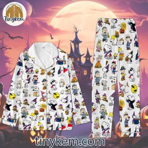 Snoopy Peanuts Happy Halloween Pajamas Set In White Color