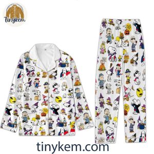 Snoopy Peanuts Happy Halloween Pajamas Set In White Color 2 BUuiE