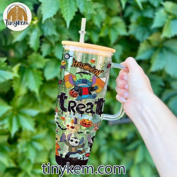 Stitch Trick Or Treat Halloween 40Oz Glass Tumbler